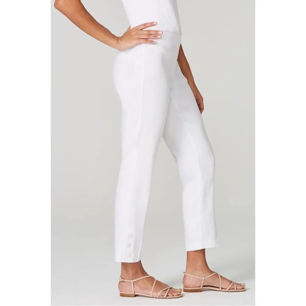 J. Jill White Linen Ankle Pants with Ankle button detail size XL Tall